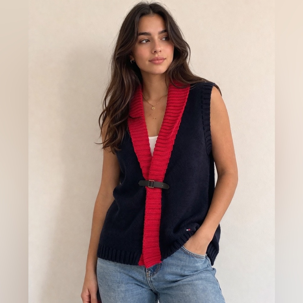 tommy hilfiger cable knit long vest cardigan